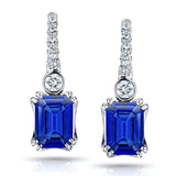 2.19 Carat Emerald Cut Blue Sapphire and Diamond Earrings - David Gross Group