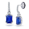 2.19 Carat Emerald Cut Blue Sapphire and Diamond Earrings - David Gross Group