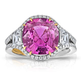 4.54 Carat Cushion Pink Sapphire and Diamond Ring - David Gross Group