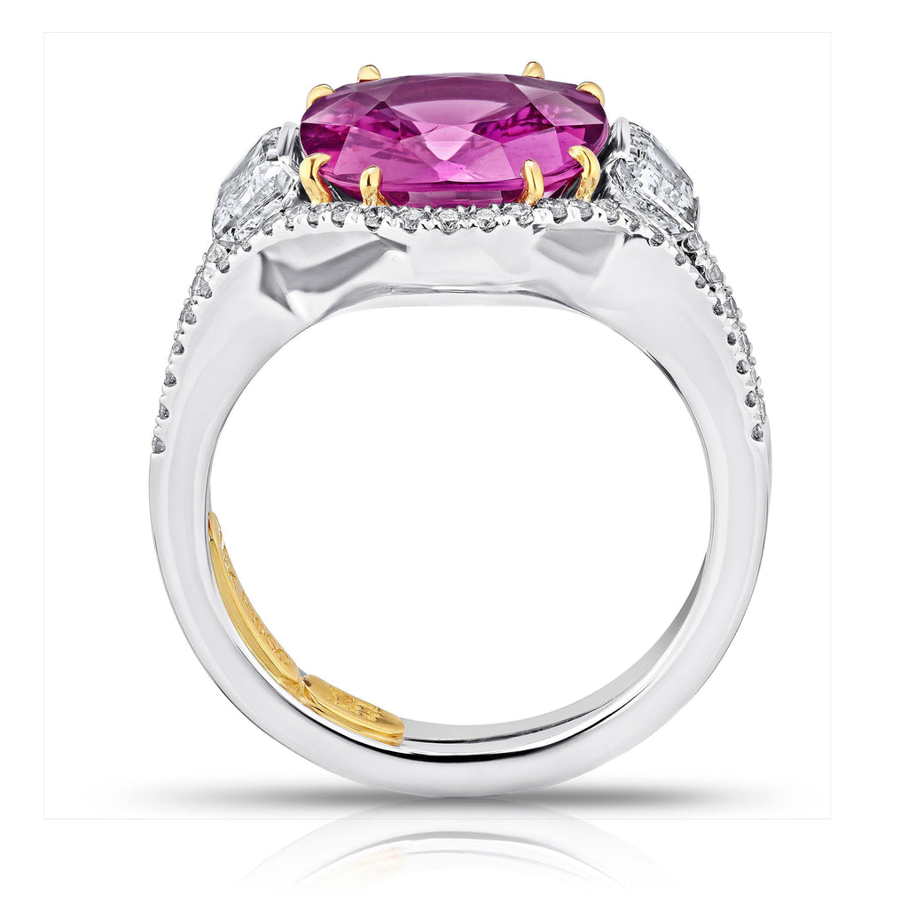 4.54 Carat Cushion Pink Sapphire and Diamond Ring - David Gross Group