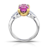 4.04 Carat Emerald Cut Pink Sapphire and Diamond Ring - David Gross Group