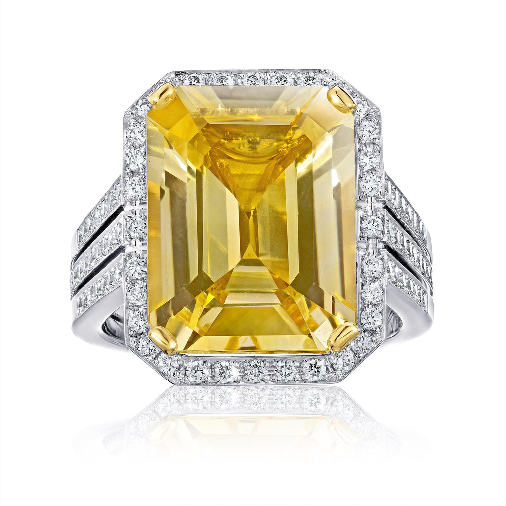 11.19 Carat Yellow Sapphire and Diamond Ring - David Gross Group