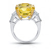19.25 Carat Cushion Yellow Sapphire and Diamond Platinum Ring - David Gross Group