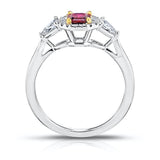 .59 Carat Emerald Cut Red Ruby and Diamond Ring - David Gross Group