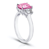 2.65 carat Cushion Pink Sapphire and Diamond Ring - David Gross Group