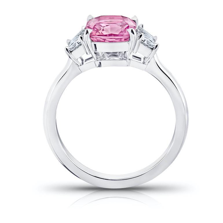 2.65 carat Cushion Pink Sapphire and Diamond Ring - David Gross Group