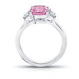 2.65 carat Cushion Pink Sapphire and Diamond Ring - David Gross Group