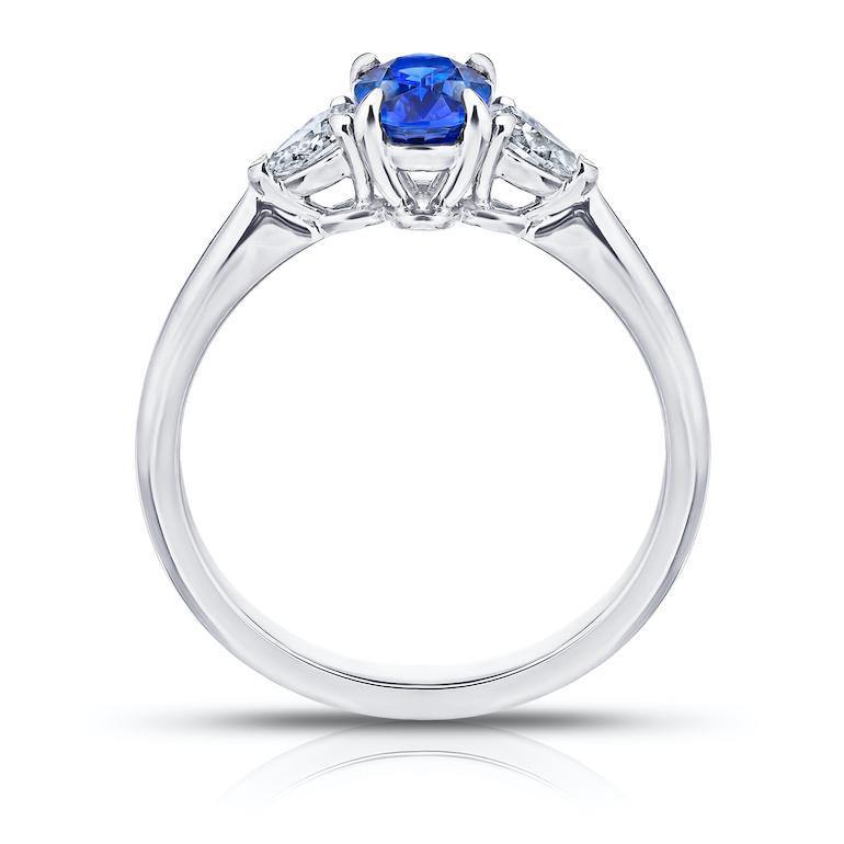 1.08 Carat Oval Blue Sapphire and Diamond Ring - David Gross Group
