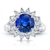 3.40 Carat Round Blue Sapphire and Diamond Ring - David Gross Group
