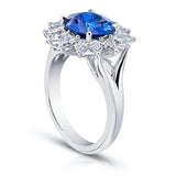 3.40 Carat Round Blue Sapphire and Diamond Ring - David Gross Group