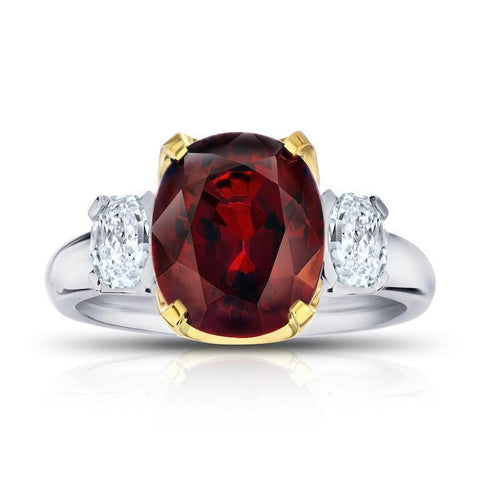 3.36 Carat Cushion Red Ruby and Diamond Ring