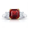 4.09 carat Asscher Cut Red Spinel and Diamond Ring - David Gross Group