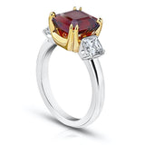 4.09 carat Asscher Cut Red Spinel and Diamond Ring - David Gross Group