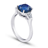 4.13 Carat Cushion Blue Sapphire and Diamond Ring - David Gross Group