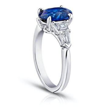 2.78 Oval Blue Sapphire and Diamond Ring - David Gross Group