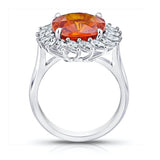 8.08 Carat Cushion Cut Orange Sapphire and Diamond Ring - David Gross Group