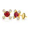 1.08 Carat Cushion Red Ruby and Diamond Earrings - David Gross Group
