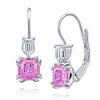 1.98 Carat Emerald Cut Pink Sapphire and Diamond Earrings - David Gross Group