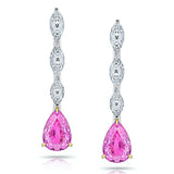 1.90 Carat Pear Shape Pink Sapphire and Diamond Earrings - David Gross Group