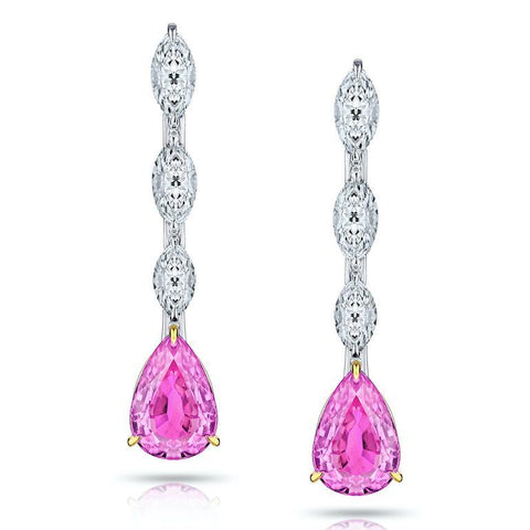 Emerald Cut Ruby and Diamond Earrings