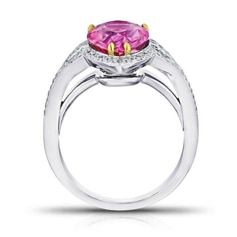 4.97 Carat Pear Shape Pink Sapphire and Diamond Ring - David Gross Group