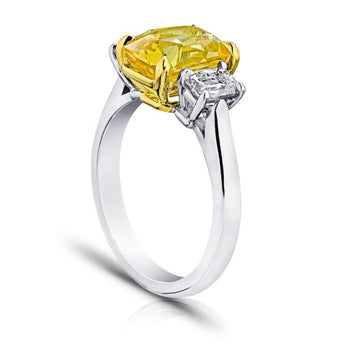 4.07 Carat Radiant Cut Yellow Sapphire Ring - David Gross Group