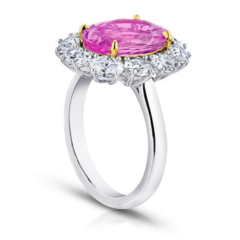 5.97 Carat Oval Pink Sapphire and Diamond Ring - David Gross Group