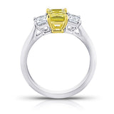 1.37 Carat Emerald Cut Yellow Sapphire and Diamond Ring - David Gross Group