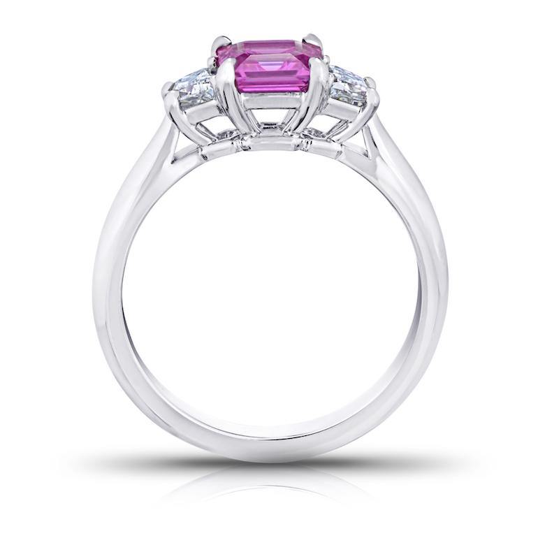 1.24 Carat Asscher Cut Pink Sapphire and Diamond Ring - David Gross Group