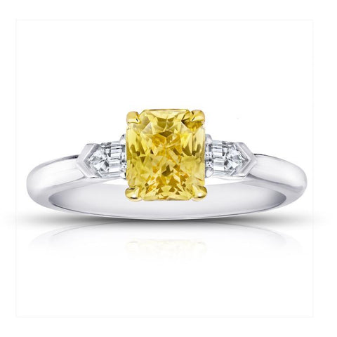 3.82 Carat Emerald Cut Green Sapphire And Diamond Ring