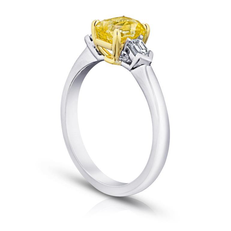 1.64 Carat Radiant Cut Yellow Sapphire and Diamond Ring - David Gross Group