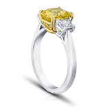 2.59 Carat Cushion Yellow Sapphire and Diamond Ring - David Gross Group