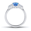1.34 Carat Emerald Cut Blue Sapphire and Diamond Ring - David Gross Group