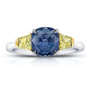 2.44 Carat Cushion Greenish Blue Sapphire and Diamond Ring - David Gross Group
