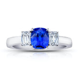 1.76 Carat Cushion Blue Sapphire and Diamond Ring - David Gross Group