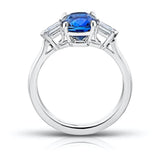 2.57 Carat Cushion Blue Sapphire and Diamond Ring - David Gross Group