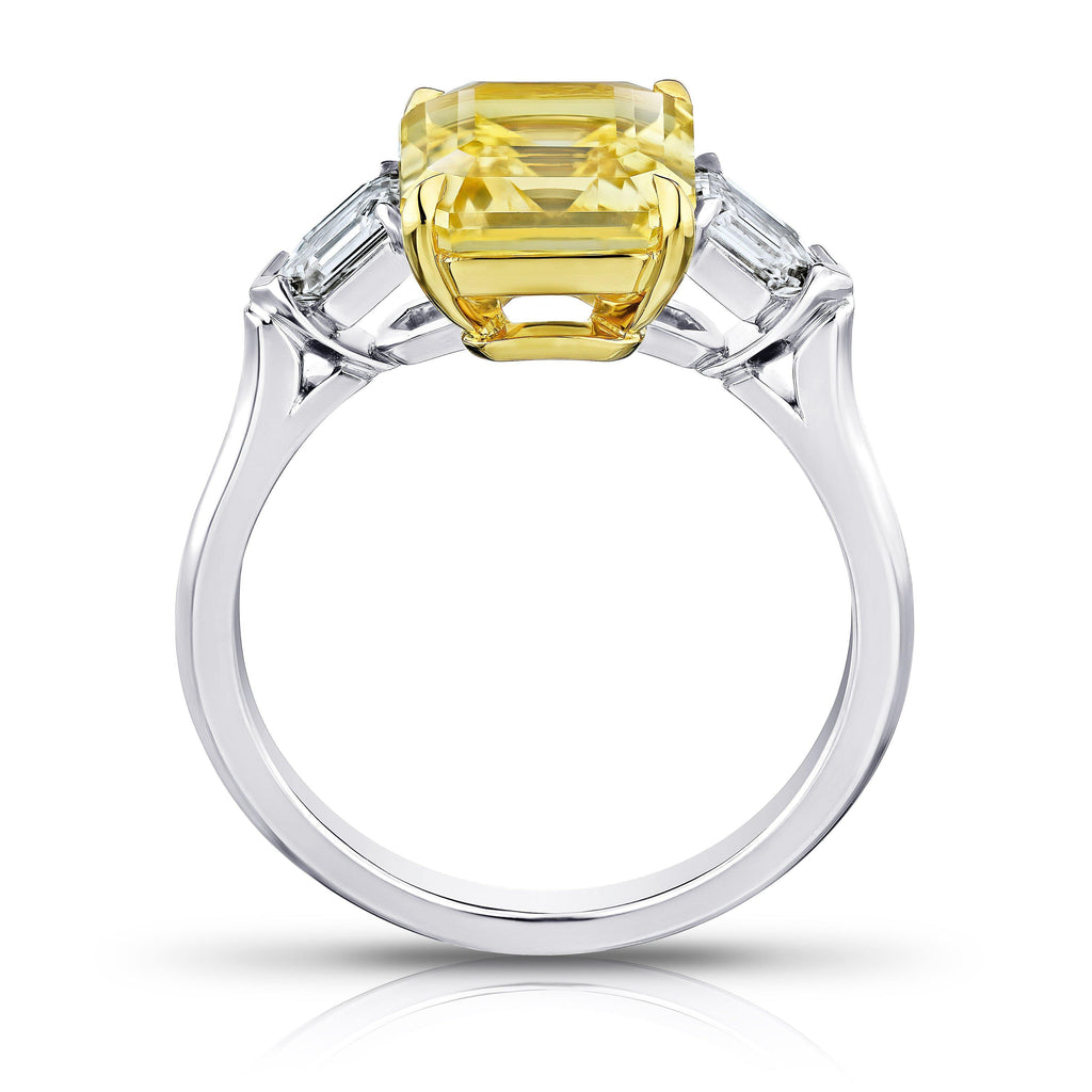 3.80 Carat Emerald Cut Yellow Sapphire and Diamond Ring - David Gross Group