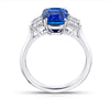 3.88 Carat Cushion Blue Sapphire and Diamond Ring - David Gross Group