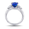 3.30 Carat Cushion Blue Sapphire and Diamond Ring - David Gross Group