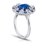 3.11 Carat Oval Blue Sapphire and Diamond Ring - David Gross Group