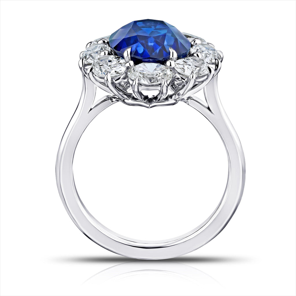 5.73 Carat Oval Blue Sapphire and Diamond Ring - David Gross Group