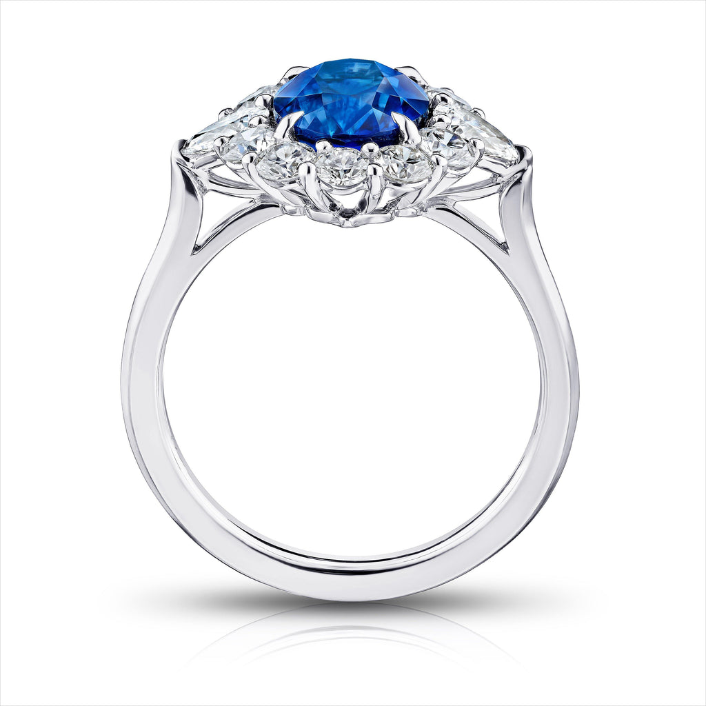 3.12 Carat Oval Blue Sapphire and Diamond Ring - David Gross Group