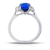 2.11 Carat Cushion Blue Sapphire and Diamond Ring - David Gross Group