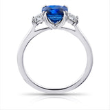 2.02 Carat Cushion Blue Sapphire and Diamond Ring - David Gross Group