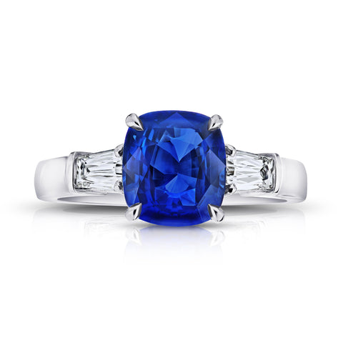 5.30 Carat Oval Blue Sapphire and Diamond Ring