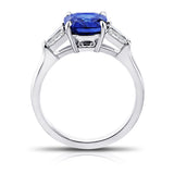 3.02 Carat Cushion Blue Sapphire and Diamond Ring - David Gross Group