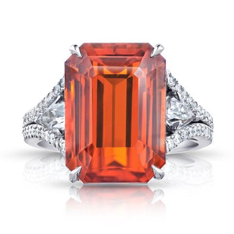 .75 Carat Emerald Cut Red Ruby and Diamond Ring