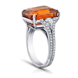 16.10 Carat Emerald Cut Orange Sapphire and Diamond Ring - David Gross Group