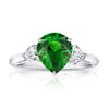 2.43 Carat Pear Shape Green Tsavorite and Diamond Platinum Ring - David Gross Group