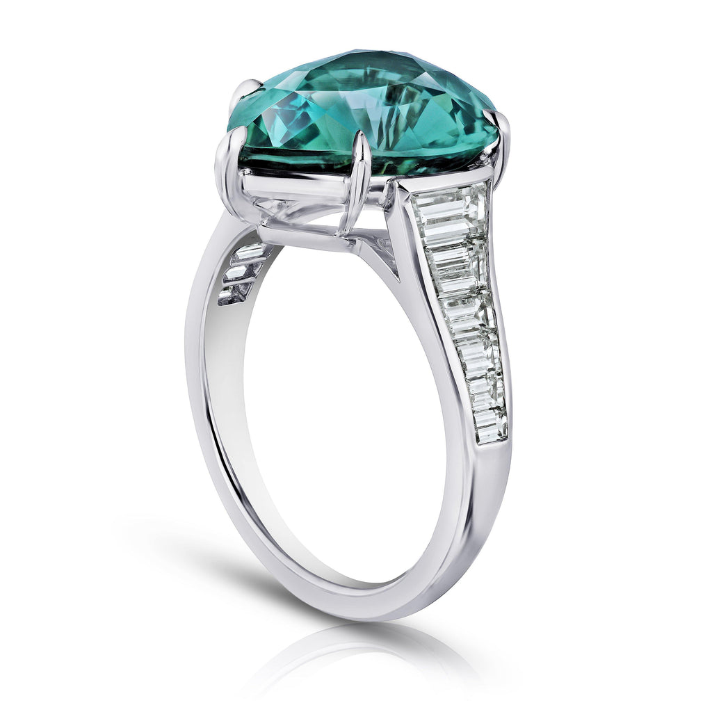 7.57 Carat Pear Shape Green Sapphire and Diamond Ring - David Gross Group